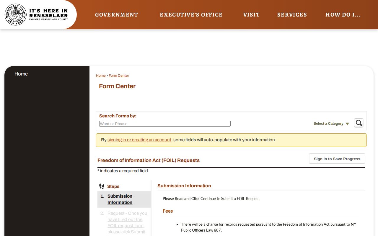 Rensselaer County booking record FOIL request source