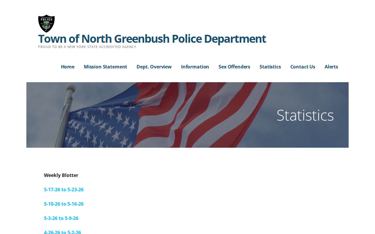 North Greenbush Police official weekly blotter arrest records page